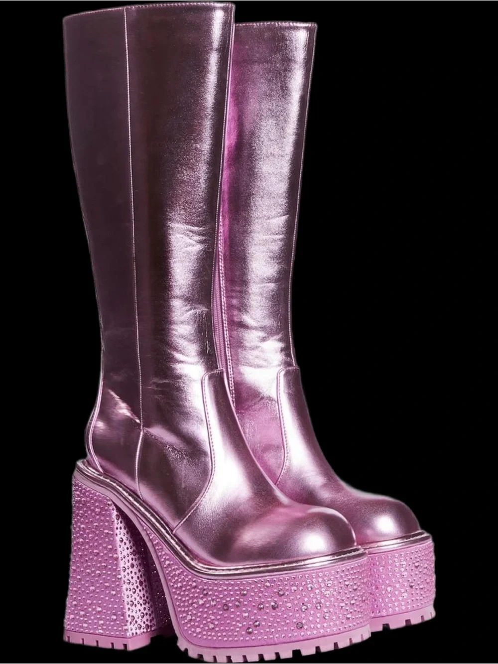 Bratz Rhinestone Pink Platform Knee-High Boots